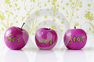 Get well soon card with handpainted apples