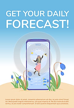 Get your daily forecast poster flat vector template