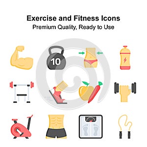 Get your hands on this beautifully designed exercise and fitness icons set