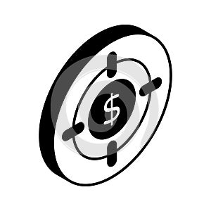 Get your hold on this carefully crafted vector of financial target in trendy style, Business focus icon design