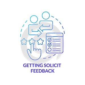 Getting solicit feedback blue gradient concept icon