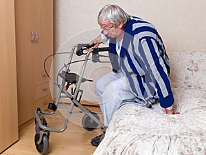 Getting up with a rollator
