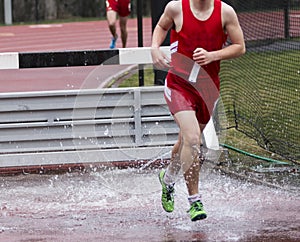 Getting wet while running steeplechase event