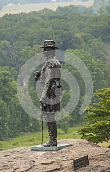 General K. Warren statue on Gettysburg Battlefield, PA, USA