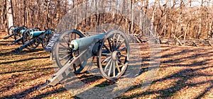 Gettysburg, Pennsylvania, USA March 14, 2021 Confederate cannons lined up on Confederate Avenue