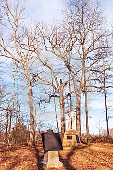 Gettysburg, Pennsylvania, USA March 13, 2021 Military monuments on the battlefield at Gettysburg National Military Park