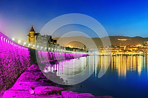 Getxo waterfront illuminated at night. Basque Country photo