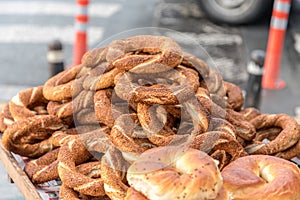 Gevrek sold by a street vendor in Istanbul, Turkey