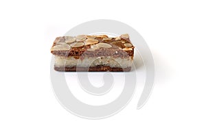 Gevulde speculaas (brown spiced biscuit) on white