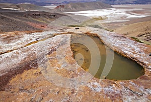 Geyser of Botijuela at the Antofalla volcanic zone at the Puna de Atacama, Argentina