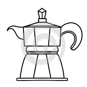 Geyser coffee maker vector icon. Hand-drawn illustration isolated on white background. Italian moka pot for brewing drinks