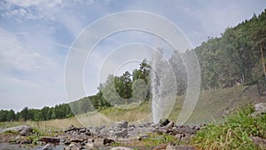 Geyser with cold water in the South Urals in Russia.