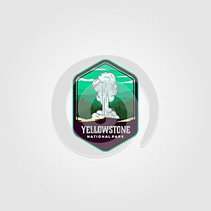 Geyser eruption on yellowstone national park logo vector illustration design