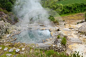 Geyser in Furnas town, Sao Miguel island, Azores, Portugal