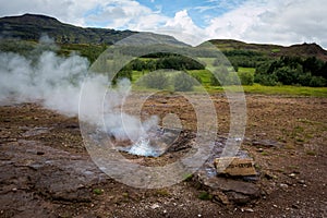 Geyser in Iceland, in the circle of gold