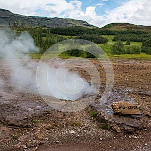 Geyser in Iceland, in the circle of gold