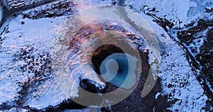 Geyser landscape in aerial view