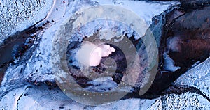 Geyser landscape in aerial view