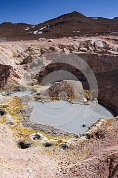 Geyser Sol de Manana in Eduardo Avaroa National Reserve of Andean Fauna