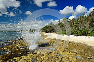 Geysers on the beach on Dominican Republic near Bayahibe