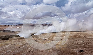 Geysers Sol de Manana in Eduardo Avaroa National Reserve of Andean Fauna - Potosi Department, Bolivia