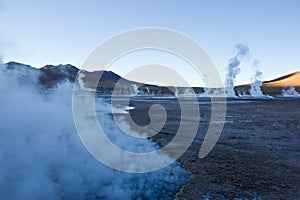 Geysers before sunrise are almost non active