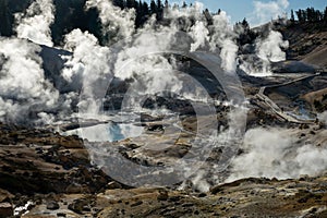 Geysers Vent out Steam in Bumpass Hell