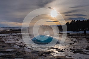 Geysir before the eruption, Iceland