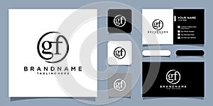 GF initial letters loop linked circle monogram logo with business card design