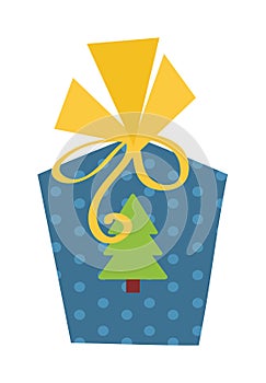 Gft holiday box for birthday with ribbon cartoon vector icon