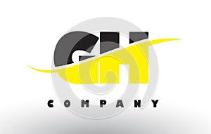 GH G H Black and Yellow Letter Logo with Swoosh.