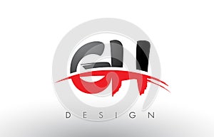 GH G H Brush Logo Letters with Red and Black Swoosh Brush Front