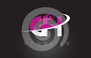 GH G H Creative Letters Design With White Pink Colors