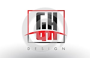 GH G H Logo Letters with Red and Black Colors and Swoosh.
