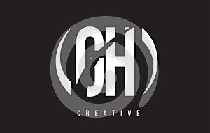 GH G H White Letter Logo Design with Black Background.