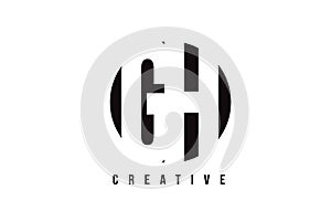 GH G H White Letter Logo Design with Circle Background.