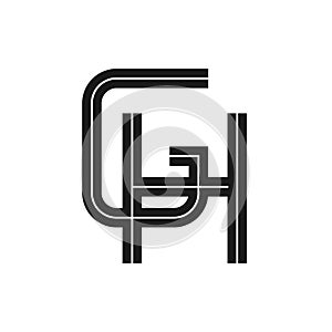 GH Letter bold style logo template.