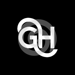 GH letter logo design on black background. GH creative initials letter logo concept. gh letter design. GH white letter design on