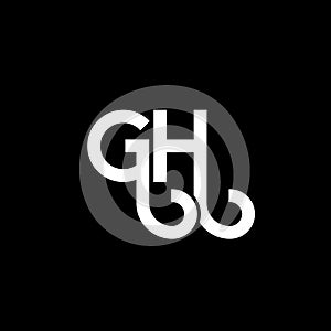 GH letter logo design on black background. GH creative initials letter logo concept. gh letter design. GH white letter design on