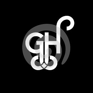 GH letter logo design on black background. GH creative initials letter logo concept. gh letter design. GH white letter design on