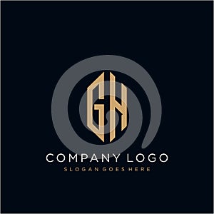 GH  Letter logo icon design template elements