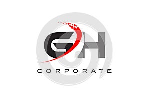 GH Modern Letter Logo Design with Swoosh