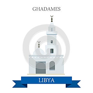 Ghadames in Libya. Flat cartoon web site vector il photo
