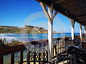 Ghajn Tuffieha bay from restaurant, Malta photo
