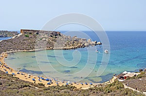 Ghajn Tuffieha Beach, Malta, panoramic view photo