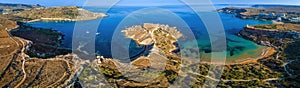 Ghajn Tuffieha, Malta - Aerial panoramic view of the coast of Ghajn Tuffieha with Gnejna Bay, Riviera Bay and Golden Bay photo