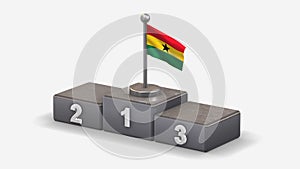 Ghana 3D waving flag illustration on winner podium.