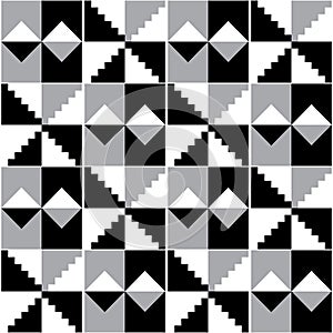 Ghana African tribal Kente cloth style vector seamless textile pattern, geometric nwentoma design in black, gray, and white