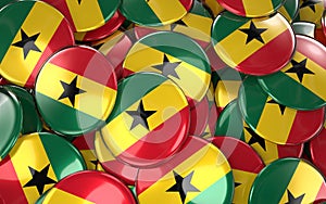 Ghana Badges Background - Pile of ghanaian Flag Buttons.