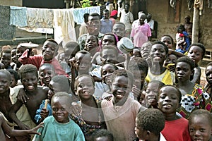 Group portrait of happy Ghanaian children